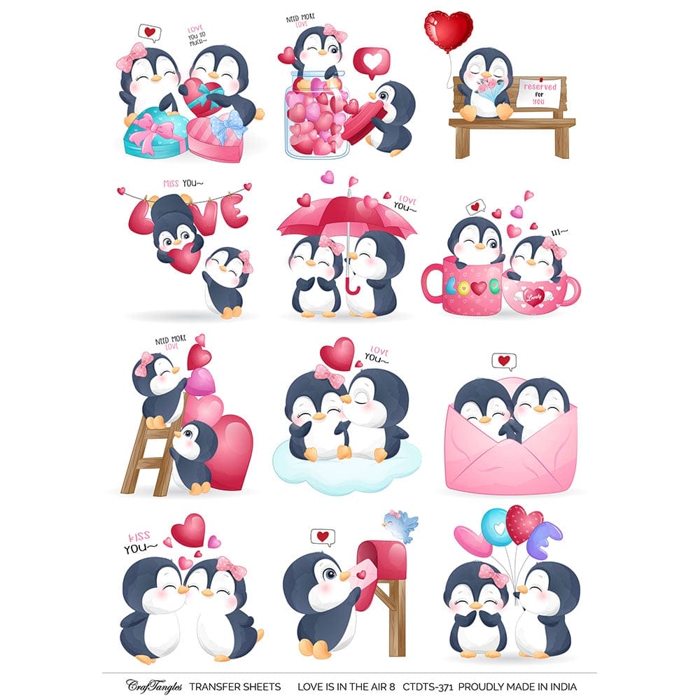 CrafTangles A4 Transfer It Sheets - Love is in the Air 8 CTDTS 371 CrafTangles transfer sheet Love is in the Air 8 CrafTangles A4 Transfer It Sheets - Love is in the Air 8
