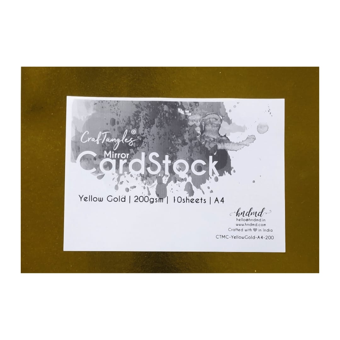 CrafTangles Yellow Gold mirror Cardstock / Paper A4 (200 gsm) (Set of 10 sheets) CTMC YellowGold A4 200 yellowgold mirror cardstock 200gsm CrafTangles Yellow Gold mirror Cardstock / Paper A4 (200 gsm) (Set of 10 sheets)