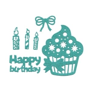 Steel Cutting Dies - Birthday Cupcake and Sentiment (Set of 6 dies)