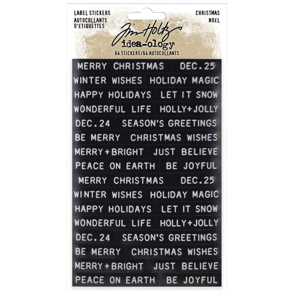 Tim Holtz IdeaOlogy Sentiments Label Stickers 64/Pkg - Christmas Tim holtz sentiment TH94205 Tim Holtz IdeaOlogy Sentiments Label Stickers 64/Pkg - Christmas