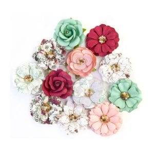 Prima Marketing Mulberry Paper Flowers - Turquoise/Pretty Mosaic