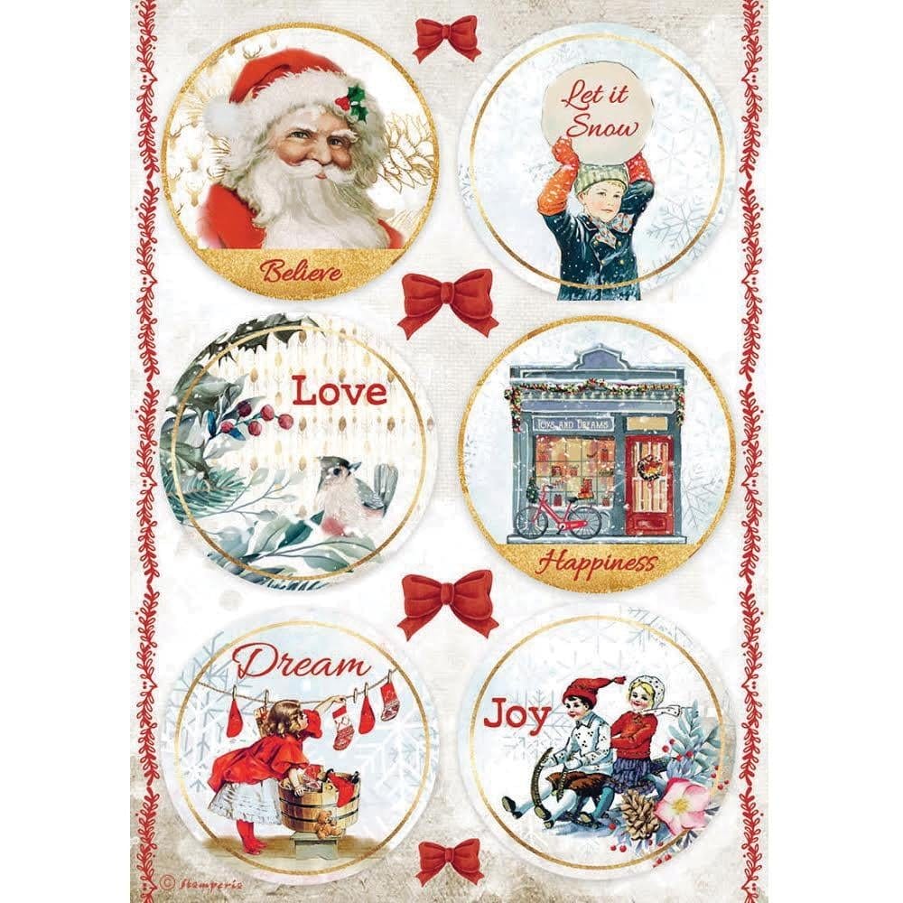 Stamperia Rice Paper A4 - Rounds, Romantic Christmas stamperia rice paper DFSA4635 Stamperia Rice Paper A4 - Rounds, Romantic Christmas