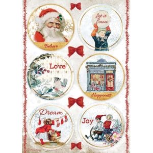 Stamperia Rice Paper A4 - Rounds, Romantic Christmas