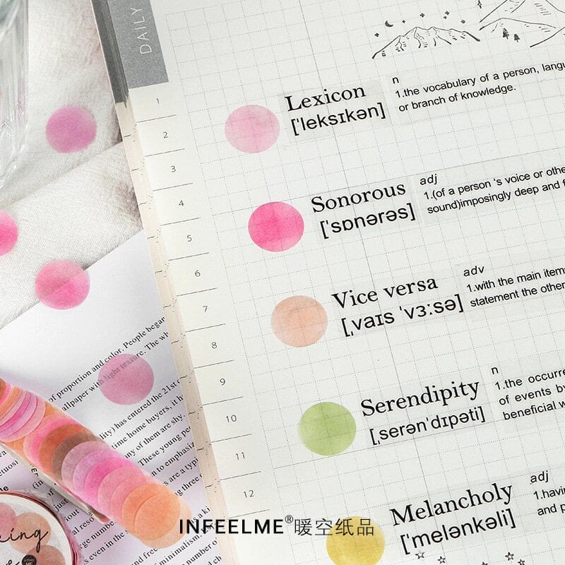 Washi Round Stickers (100 pcs) - Neutral Tones 100pcs ROunds colourful Stickers 2 100pcs_ROunds_colourful_Stickers_2