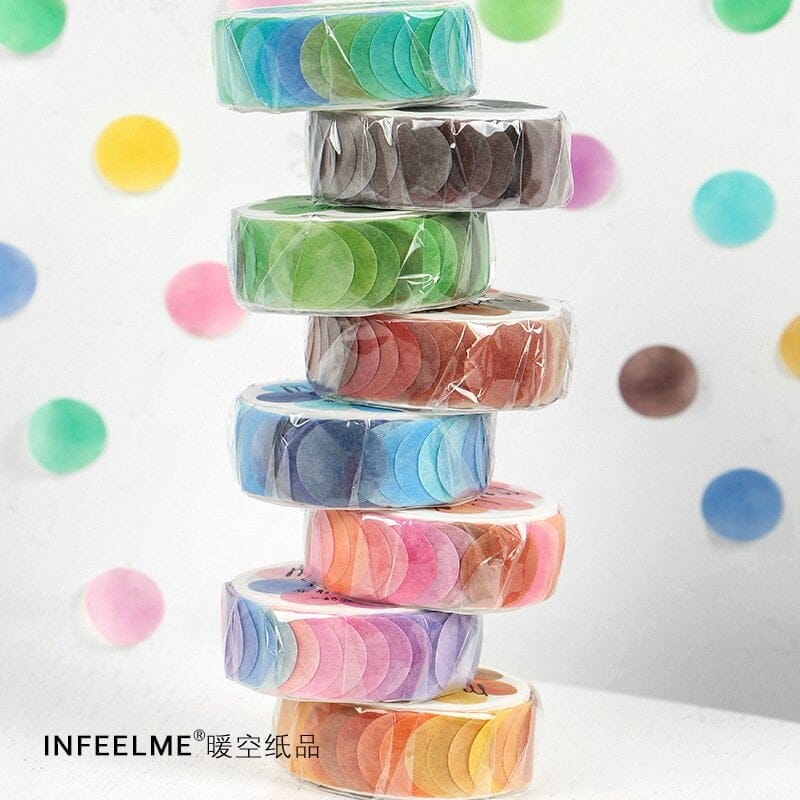 Washi Round Stickers (100 pcs) - Neutral Tones 100pcs ROunds colourful Stickers 4 100pcs_ROunds_colourful_Stickers_4