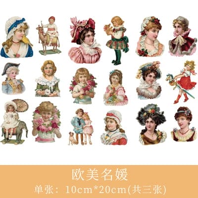 Journal Ephemera Stickers - Vintage Ladies 3pc sticker sheet Vintage Ladies Journal Ephemera Stickers - Vintage Ladies