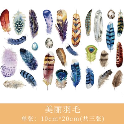 Journal Ephemera Stickers - Feathers 3pc sticker sheet feathers Journal Ephemera Stickers - Feathers