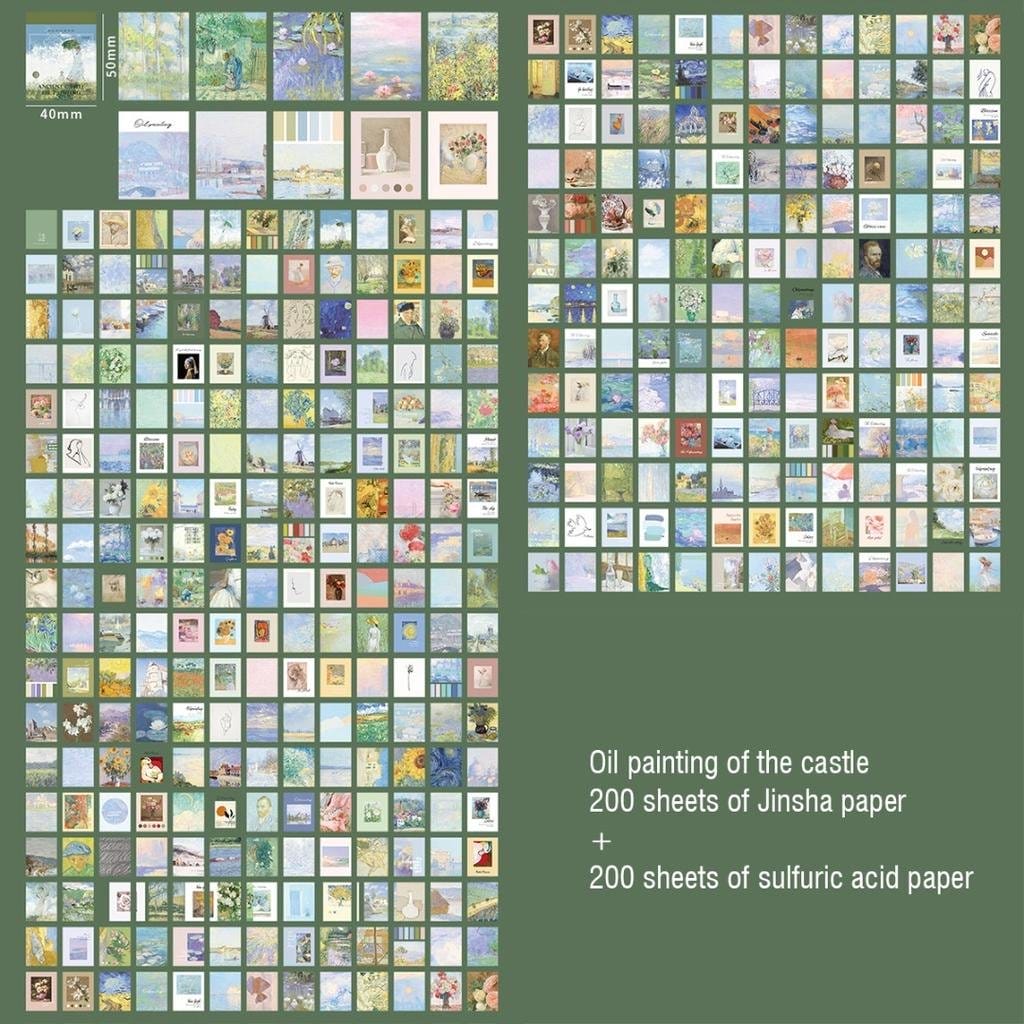Journal Ephemera Pack (400 pcs) - Ancient Castleoil Paintings 400pcs journal ephmera Design2 Ancient Castleoil Painting 1 400pcs_journal_ephmera_Design2_Ancient_Castleoil_Painting_1