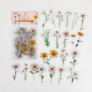 Clear PET Flowers Stickers (40 pcs) - Daisies