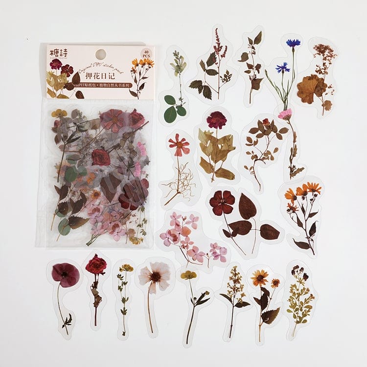Clear PET Flowers Stickers (40 pcs) - Dried Flowers 40pcs Flower Stickers Dried Flowers Clear PET Flowers Stickers (40 pcs) - Dried Flowers