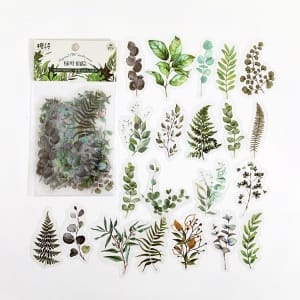 Clear PET Flowers Stickers (40 pcs) - Leaves