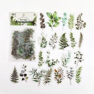 Clear PET Flowers Stickers (40 pcs) - Leaves
