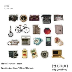 Retro Journal Ephemera Stickers (40 pcs) - Vintage Elements