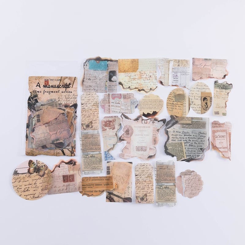 Journal Ephemera Stickers - A Manuscript (40 pcs) 40pcs sticker ephemera a manuscript Journal Ephemera Stickers - A Manuscript (40 pcs)