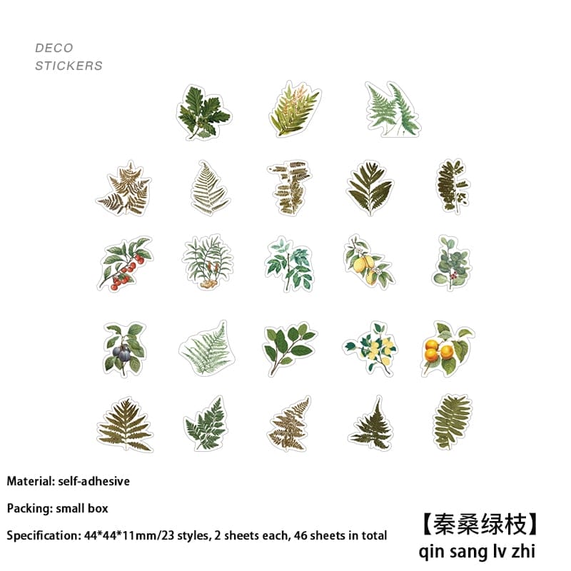 Journal Ephemera Stickers - Leaves (46 pcs) 46pcs stickers leaves 46pcs_stickers_leaves
