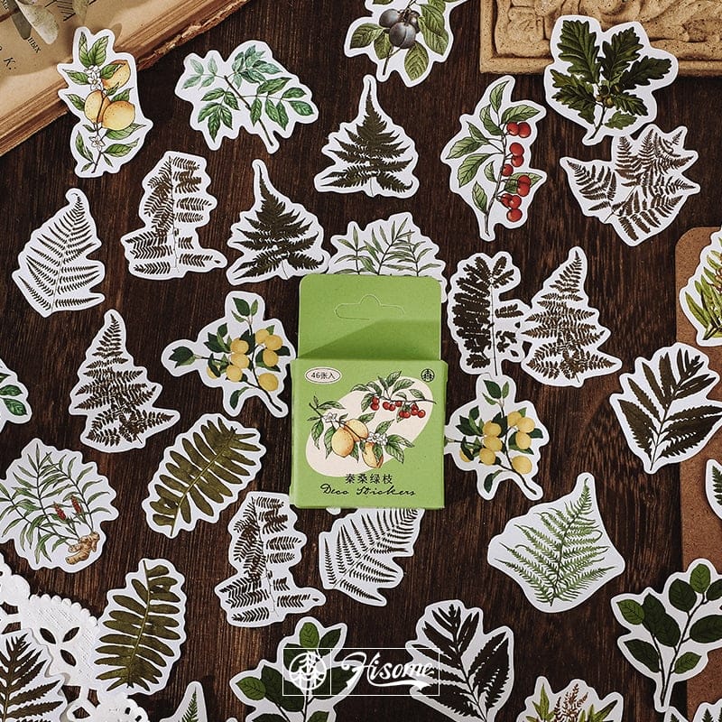 Journal Ephemera Stickers - Leaves (46 pcs) 46pcs stickers leaves 1 Journal Ephemera Stickers - Leaves (46 pcs)