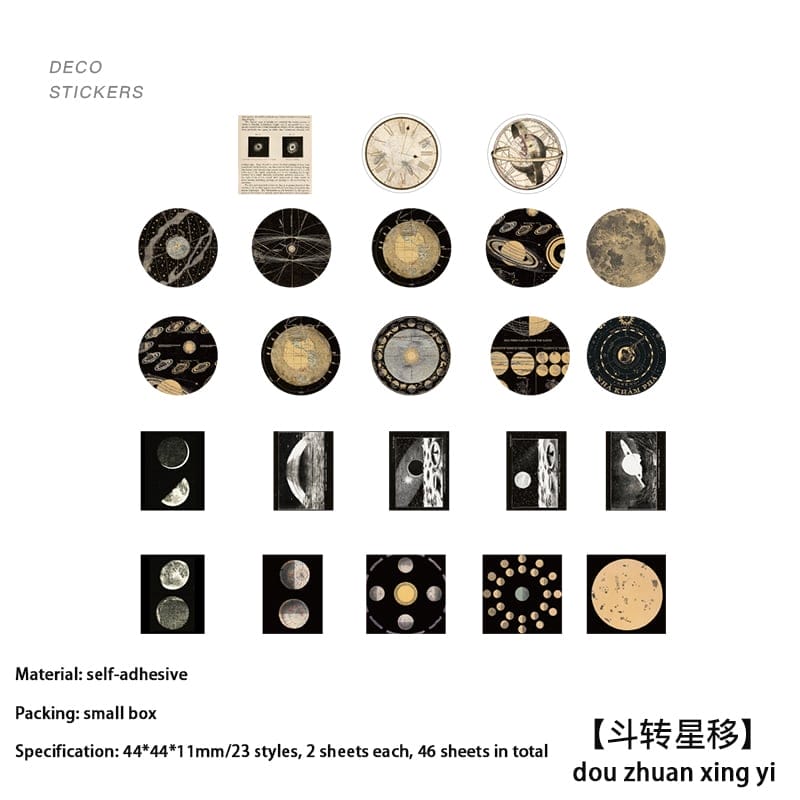 Journal Ephemera Stickers - Moon (46 pcs) 46pcs stickers moon 46pcs_stickers_moon