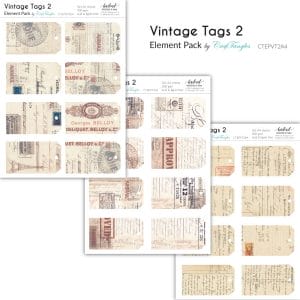 CrafTangles Elements Pack - Vintage Tags 2 (3 sheets of A4)