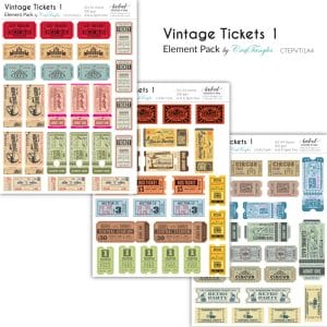 CrafTangles Elements Pack - Vintage Tickets 1 (3 sheets of A4)