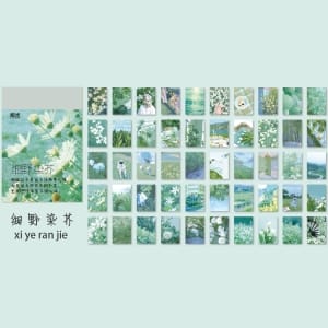 Photo Sticker Book for Journal Ephemeras (50 sheets) - Green Blue tones