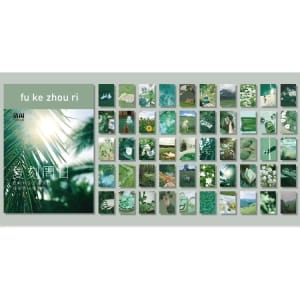 Photo Sticker Book for Journal Ephemeras (50 sheets) - Green tones