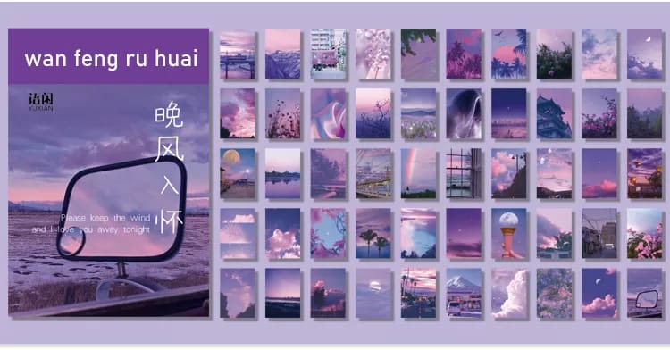 Photo Sticker Book for Journal Ephemeras (50 sheets) - Purple tones