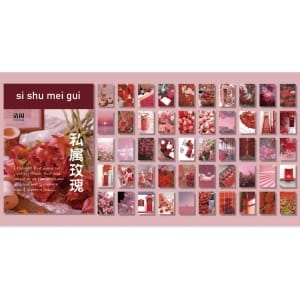 Photo Sticker Book for Journal Ephemeras (50 sheets) - Red tones