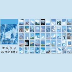 Photo Sticker Book for Journal Ephemeras (50 sheets) - Sky Blue tones