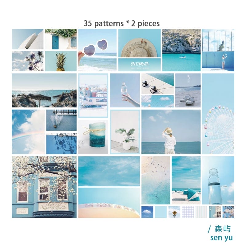 Journal Ephemera Stickers (70 pcs) - Blues 70pcs Journalling Epehemera Stickers Blues Journal Ephemera Stickers (70 pcs) - Blues