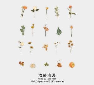 Box Clear PET Flowers Stickers (40 pcs) - Orange Flowers