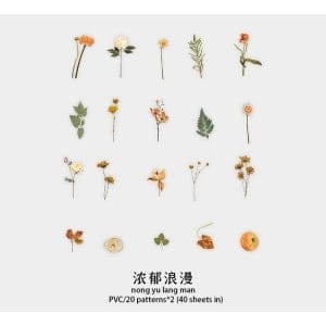 Box Clear PET Flowers Stickers (40 pcs) - Orange Flowers