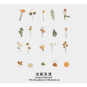 Box Clear PET Flowers Stickers (40 pcs) - Orange Flowers