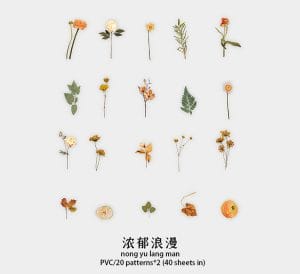 Box Clear PET Flowers Stickers (40 pcs) - Orange Flowers