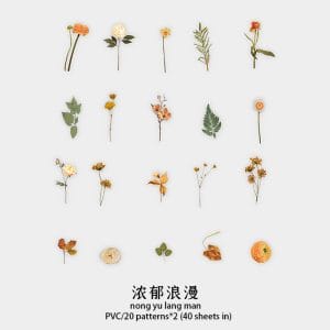 Box Clear PET Flowers Stickers (40 pcs) - Orange Flowers