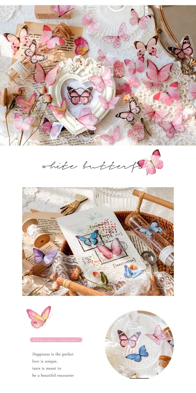 Clear PET Butterflies Stickers (40 pcs) - Green Butterflies Clear Stickers 1 Butterflies_Clear_Stickers_1