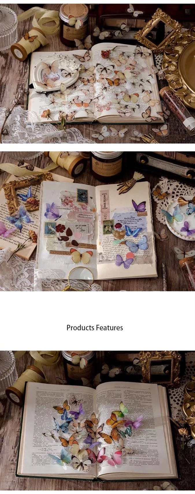 Clear PET Butterflies Stickers (40 pcs) - Green Butterflies Clear Stickers 4 Butterflies_Clear_Stickers_4