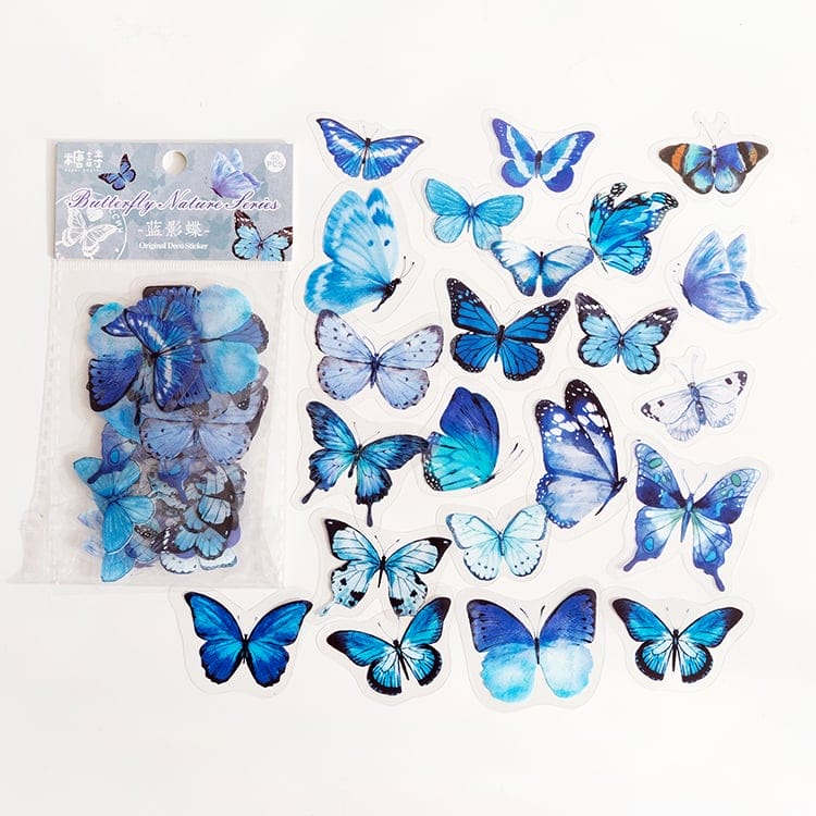 Clear PET Butterflies Stickers (40 pcs) - Blue Butterflies Clear Stickers Blue Clear PET Butterflies Stickers (40 pcs) - Blue