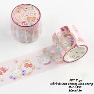 Clear PET Sticker Roll - Cute Animals (30mm by 3 metres)