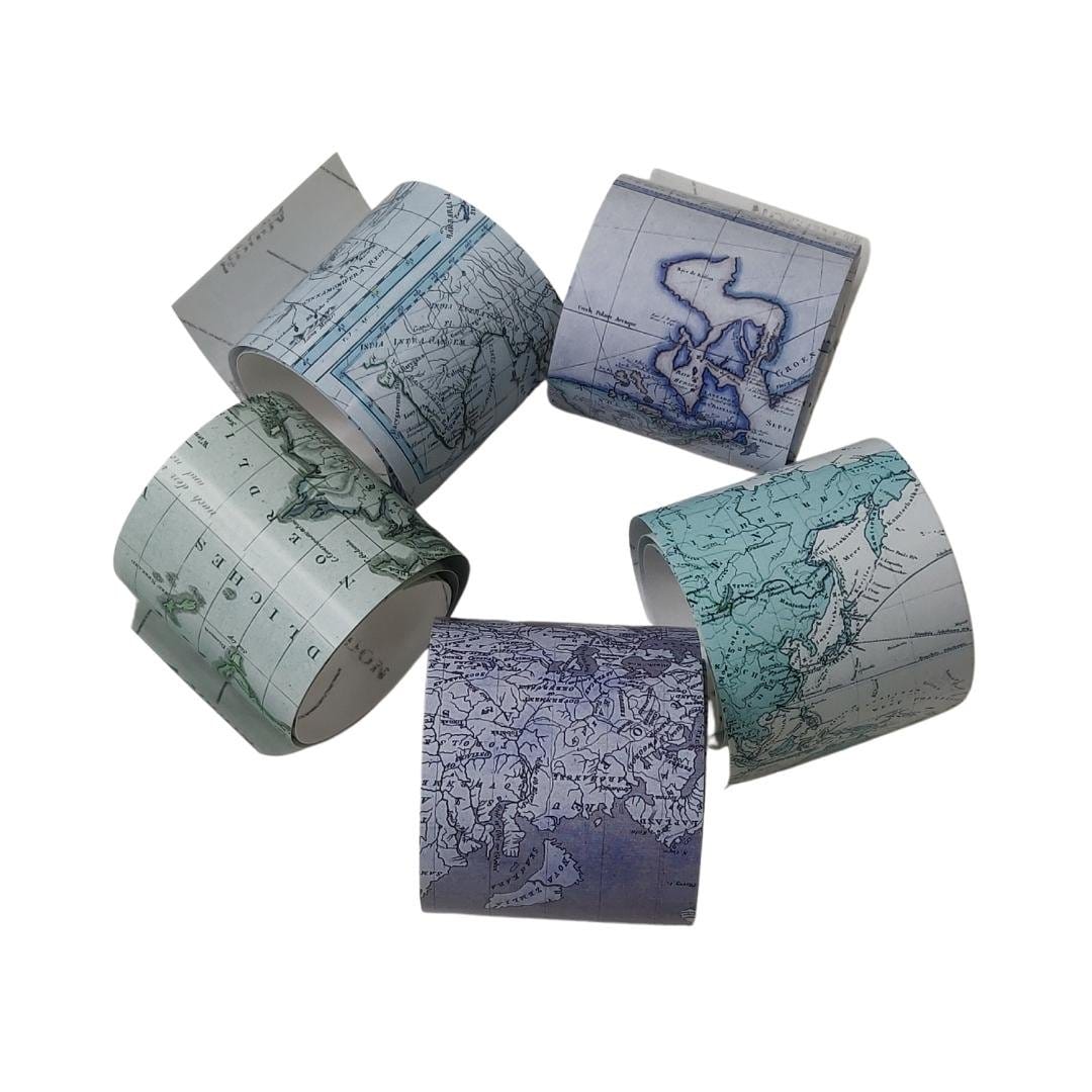 CrafTangles Journal Sticker Rolls (Pack of 5 designs) - Vintage Maps CrafTangles Sticker Rolls Vintage Maps CrafTangles_Sticker_Rolls_Vintage_Maps