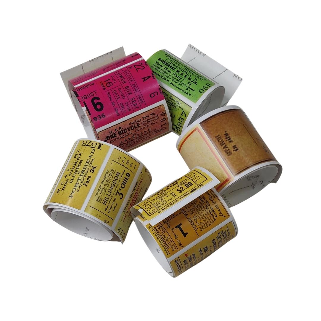 CrafTangles Journal Sticker Rolls (Pack of 5 designs) - Vintage Tickets CrafTangles Sticker Rolls Vintage Tickets CrafTangles_Sticker_Rolls_Vintage_Tickets