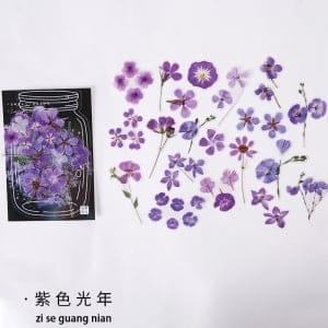 Clear PET Flowers Stickers (40 pcs) - Purple