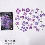 Clear PET Flowers Stickers (40 pcs) - Purple