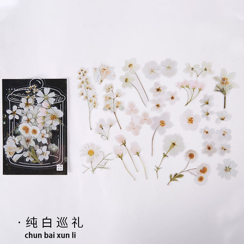 Clear PET Flowers Stickers (40 pcs) - White Flower Clear stickers 40pcs White Clear PET Flowers Stickers (40 pcs) - White