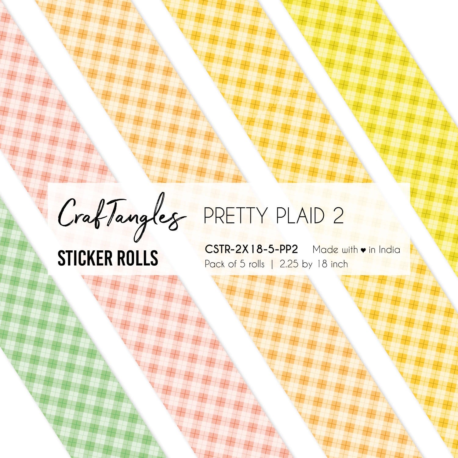 CrafTangles Journal Sticker Rolls (Pack of 5 designs) - Pretty Plaid 2 Pretty Plaid 2 2.5x18 inch Sticker Roll CrafTangles Journal Sticker Rolls (Pack of 5 designs) - Pretty Plaid 2