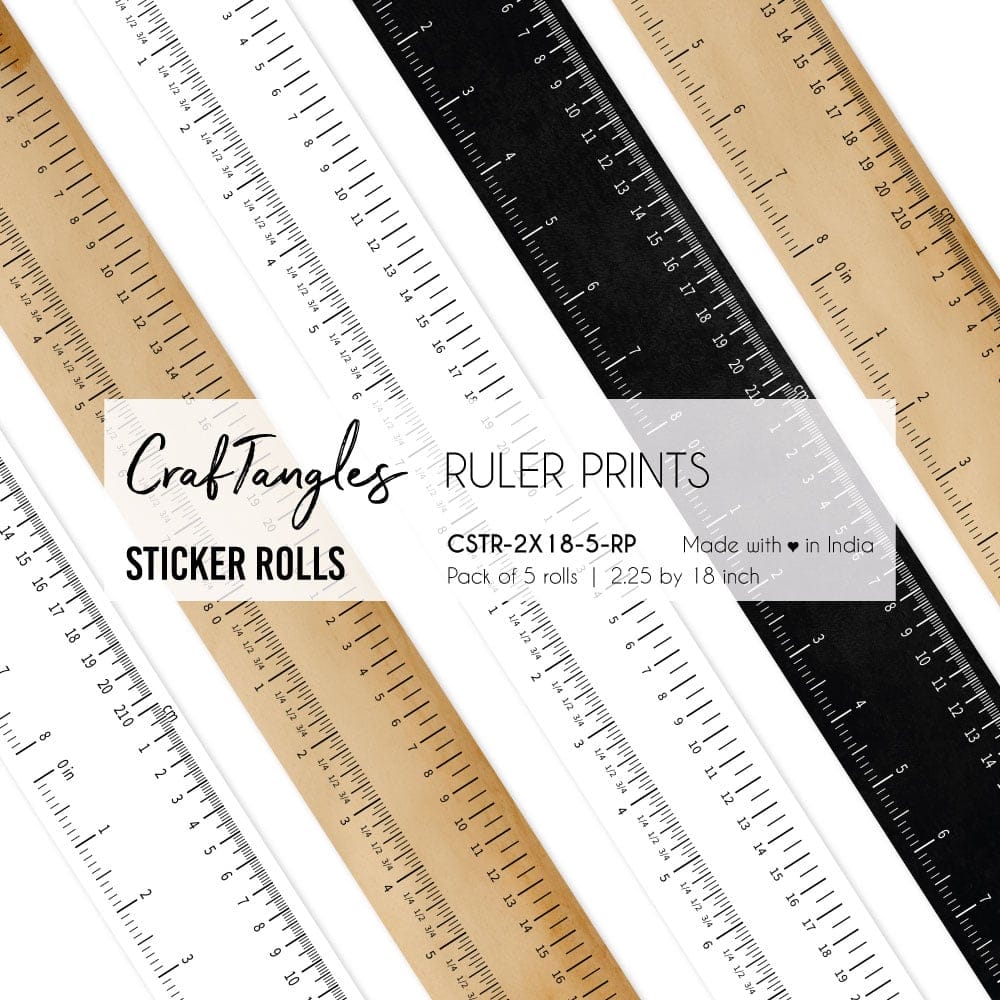 CrafTangles Journal Sticker Rolls (Pack of 5 designs) - Ruler Prints Ruler Print 2.5x18 inch Sticker Roll CrafTangles Journal Sticker Rolls (Pack of 5 designs) - Ruler Prints