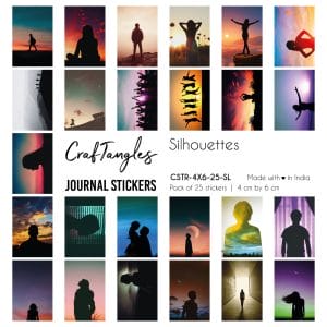 CrafTangles Journal Stickers 4 by 6 cm (Pack of 25 designs) - Silhouettes