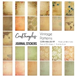 CrafTangles Journal Stickers 4 by 6 cm (Pack of 25 designs) - Vintage Patterns