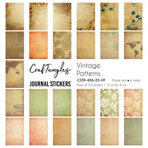 CrafTangles Journal Stickers 4 by 6 cm (Pack of 25 designs) - Vintage Patterns