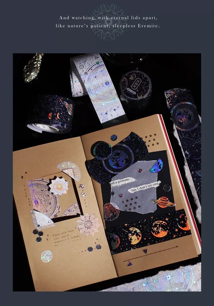 Washi Holographic Sticker Roll - Vintage Script (30mm by 3 metres) Washi Holograhic Sticker Roll 1 Washi_Holograhic_Sticker_Roll_1