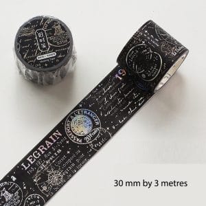 Washi Holographic Sticker Roll - Vintage Script (30mm by 3 metres)